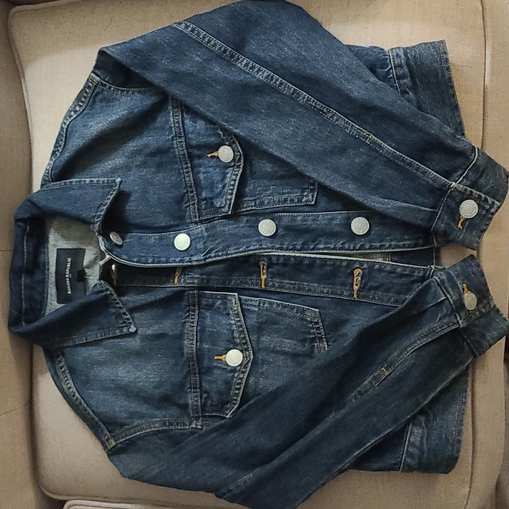 Banana Republic Factory Dark Blue Denim Jean Jacket XXS - Picture 2 of 5